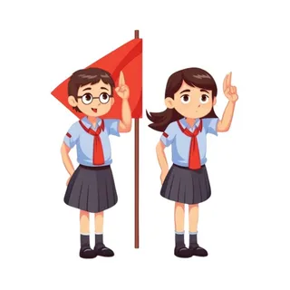 学生们在国旗下敬礼免抠