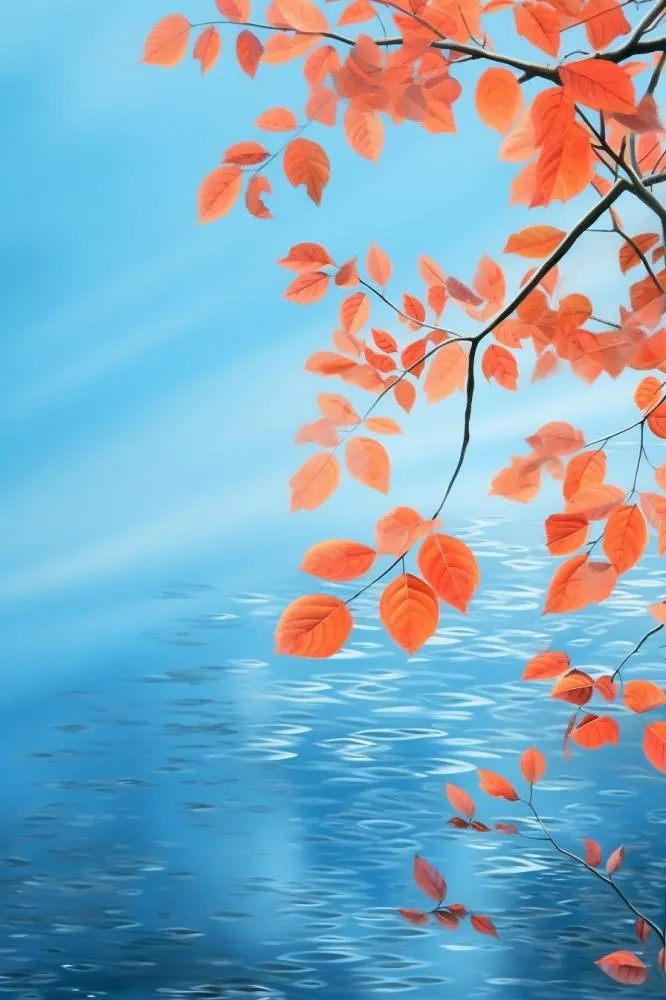 红叶大气简约蓝色背景(896x1344)