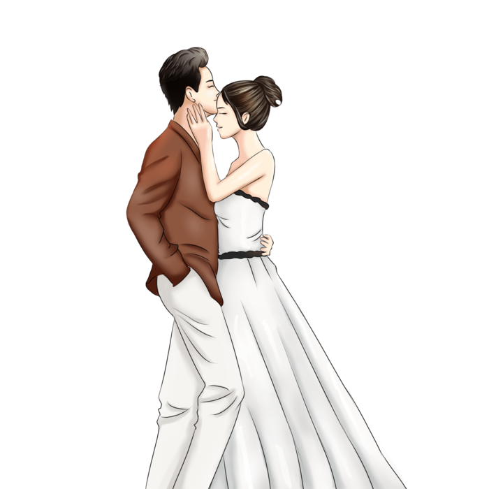 婚纱卡通人物婚礼白纱结婚婚纱摄影手绘
