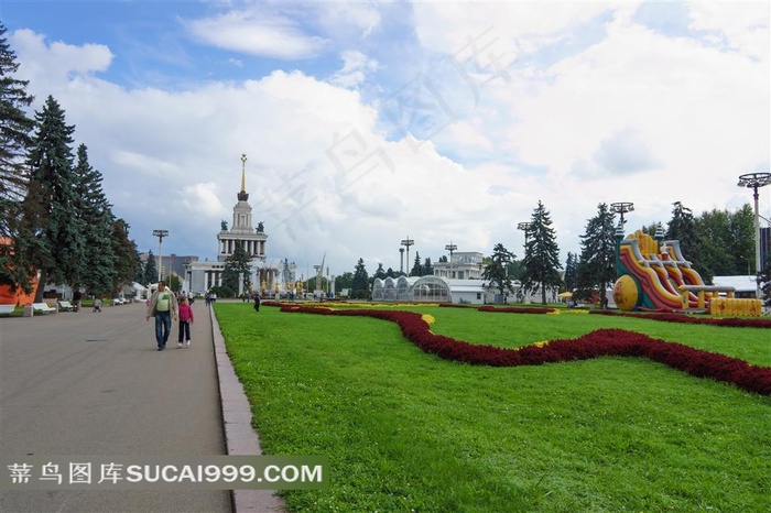 外国旅游图片莫斯科全俄展览中心花坛