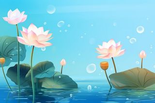 创意淡雅简约国风荷花国潮背景