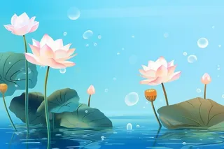 创意淡雅简约国风荷花国潮背景