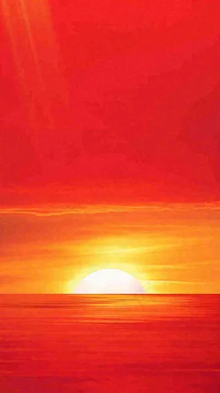 红色海面海洋落日阳光光照