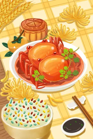 简约螃蟹促销海报图片