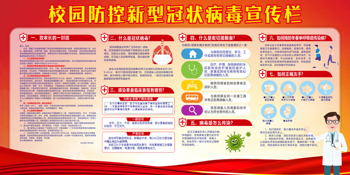 校园防控新型冠状病毒宣传栏cdr矢量模版下载