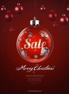 圣诞节圣诞树圣诞老人闪亮装饰电商促销折扣海报