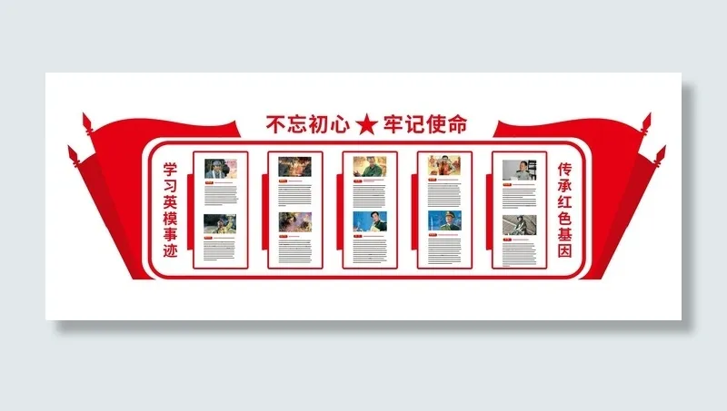 十大英雄事迹党建文化墙cdr矢量模版下载