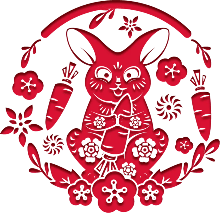 萝卜剪纸兔免扣