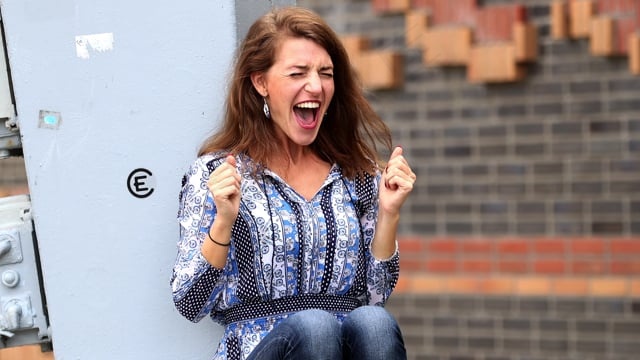 惊喜, 喜悦, 女孩, 礼物, 生日, 年轻, 女士