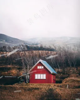 红色乡村木屋图片 红色乡村木屋图片