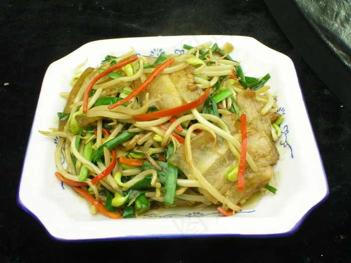 2593大豆芽韭菜炒咸肉