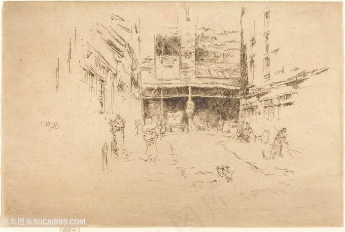 惠斯勒素描建筑装饰画