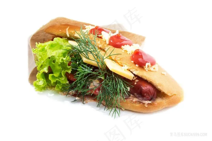 西餐热狗白底图