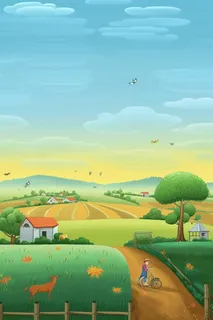 耕种农民农田手绘背景