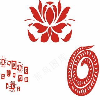 荷花剪纸 剪纸风元素