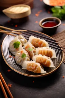 饺子美食蘸料摄影图