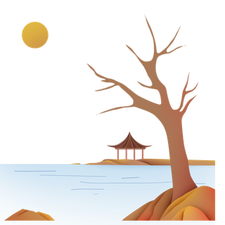 清明元素古风中式清明节山水画中国风绿色