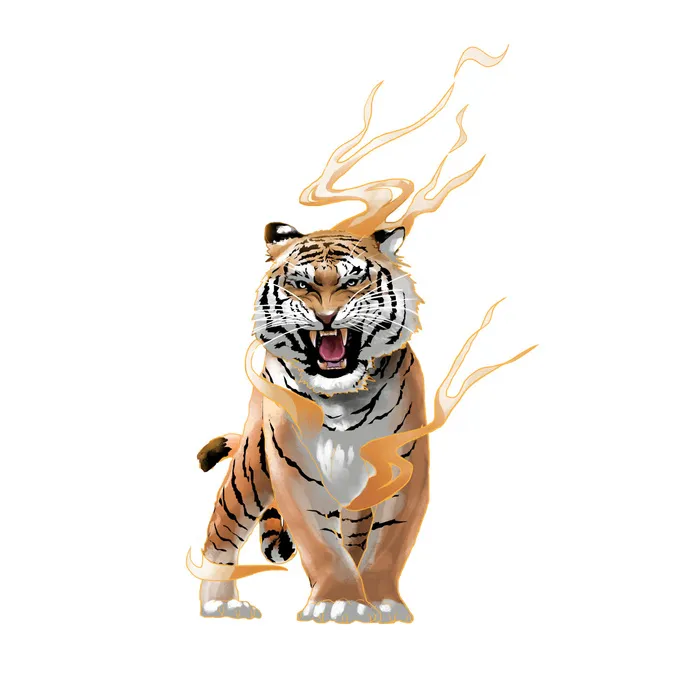 手绘国潮虎年卡通白虎老虎形象插画装饰元素PSD设计素材png免抠图psd模版下载