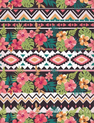 少数民族藏族特色花纹波西米亚风纹理背景图案设计AI矢量图片素材