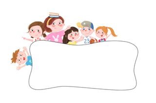 小人开学季卡通儿童人物小贴士边框素材