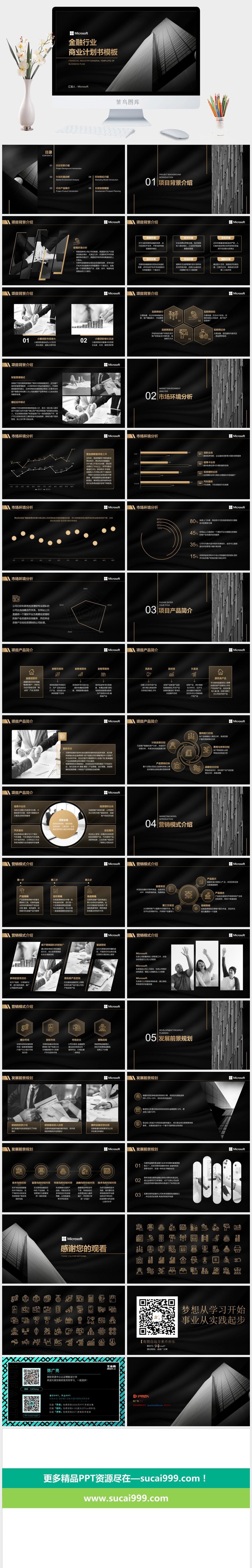 高端黑金商务风金融行业商业计划书ppt模板