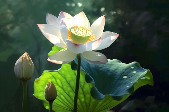绿色简约荷花摄影背景图(1344x896)