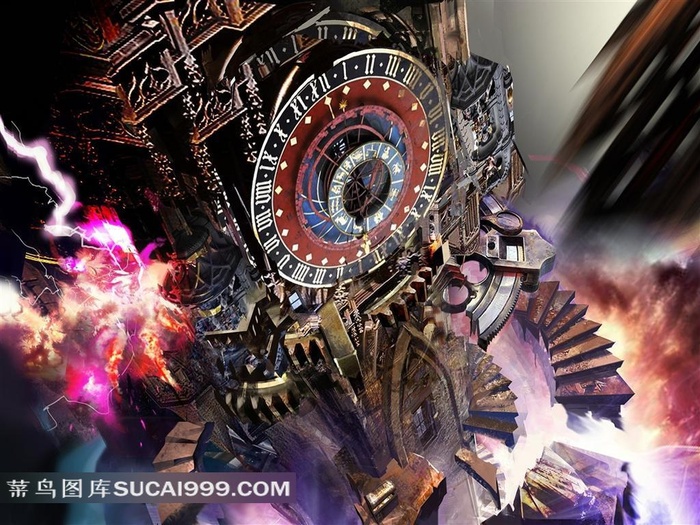 超大尺寸-幻想艺术占星时钟魔幻风格高清壁纸素材