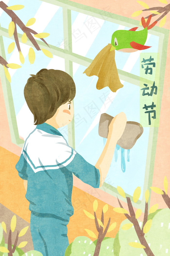 五一劳动节插画  psd模版下载
