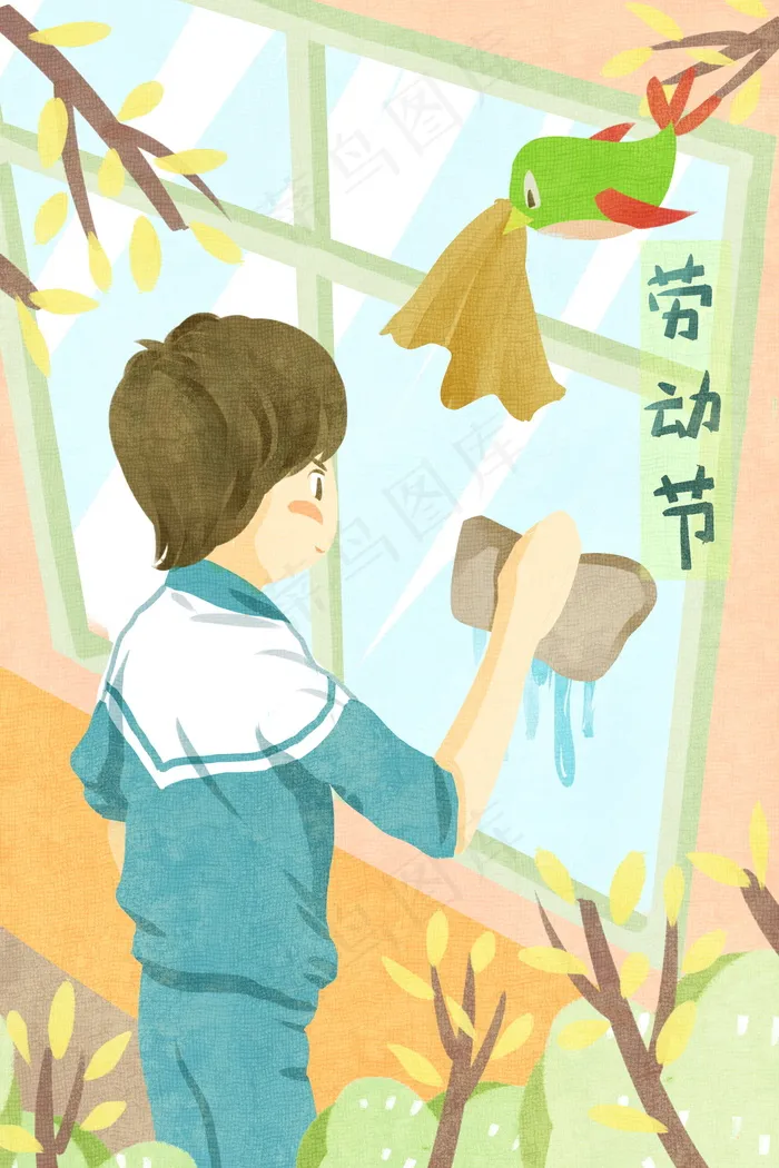 五一劳动节插画  psd模版下载