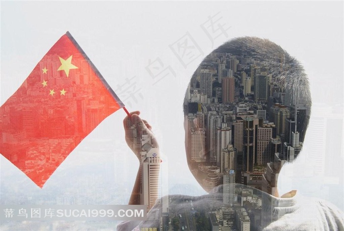 小孩举着中国国旗创意图片国旗图片