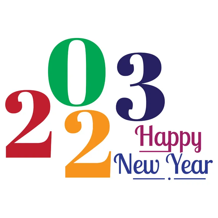 彩色2023年数字新年快乐免抠素材