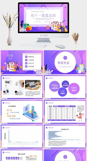 工作项目报告复盘总结回顾PPT模板预览图