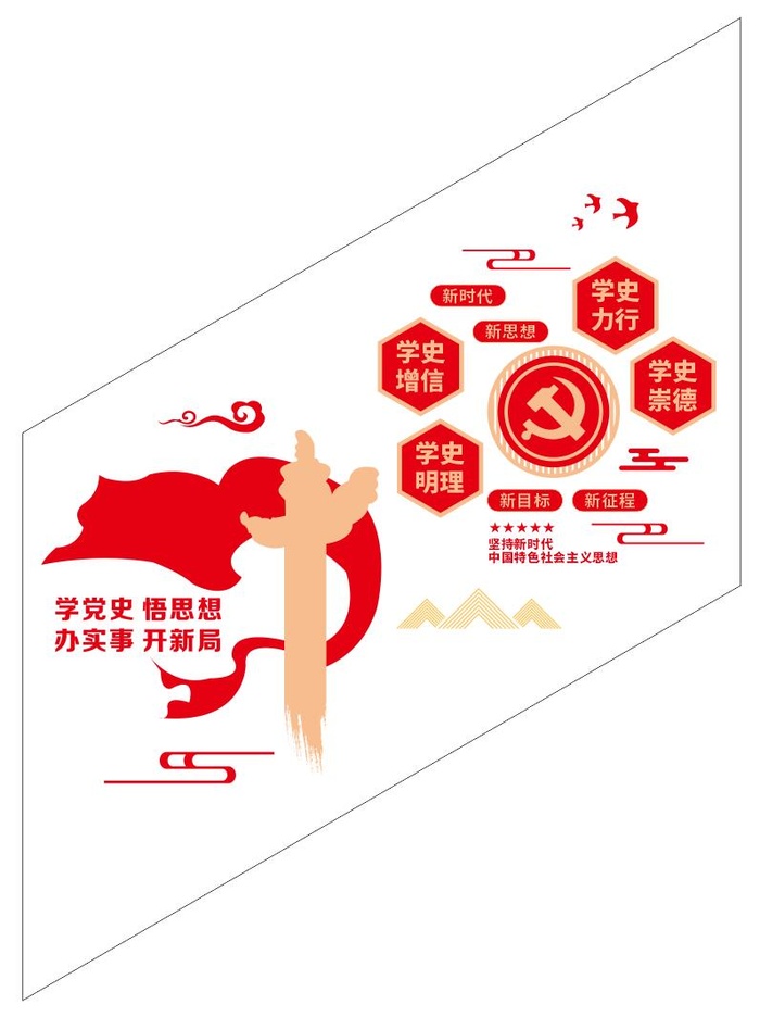 矢量楼道党建文化墙