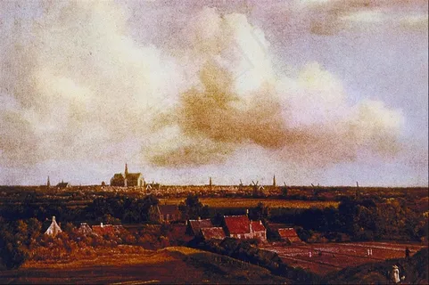 欧洲乡村远景风景油画