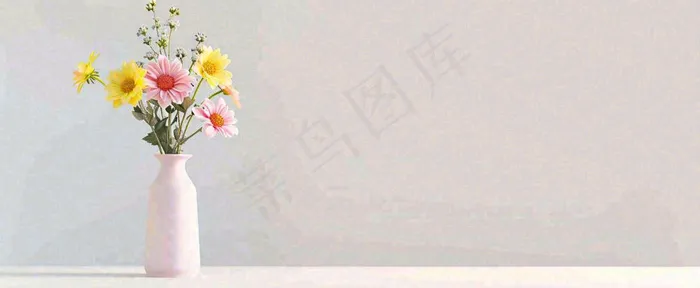 桌面花瓶花束简约情人节花束室内装饰摄影图(1712x704)