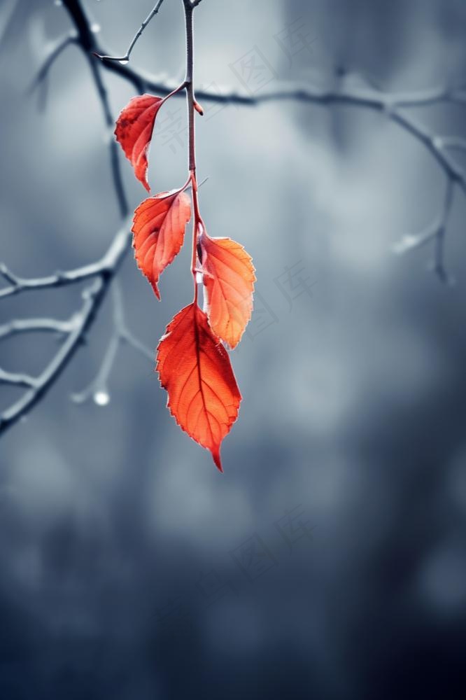 小雪冻枝叶子淡雅简约节气海报背景