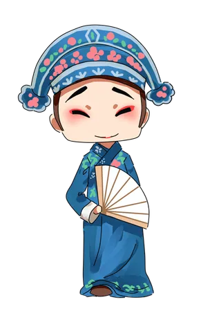 卡通京剧戏剧人物脸谱插画PNG图片 国潮中国风Q版戏剧人物PS素材