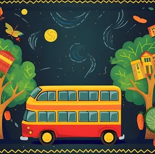 学校校车孩子上学背景