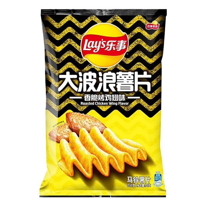 乐事大波浪薯片香脆烤鸡翅味小吃超市商品白底图免抠实物摄影png格式图片透明底