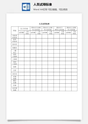 人员试用标准word模板