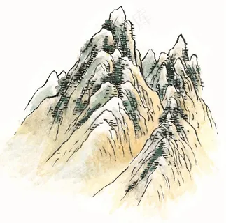 水墨山石工笔美图素材