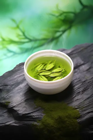 绿茶品茶茶文化摄影图