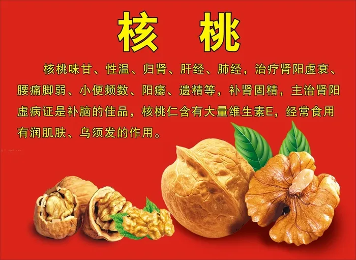 红色背景核桃海报cdr矢量模版下载