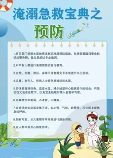 夏日溺水急救科普知识海报 