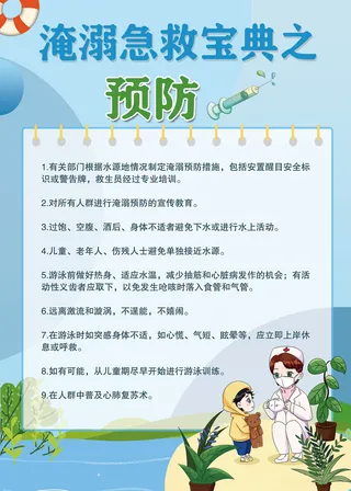 夏日溺水急救科普知识海报 