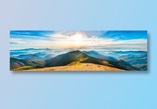 朝霞远山风景图片