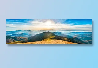 朝霞远山风景图片