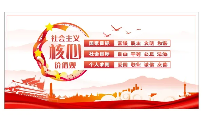 核心价值观党建展板psd模版下载