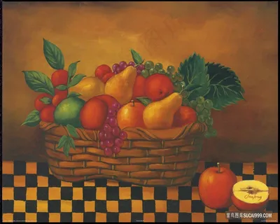 篮子水果艺术插画