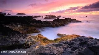 晚霞湖畔美景壁纸